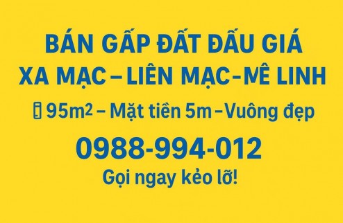 SIÊU PHẨM ĐẤT ĐẤU GIÁ – XA MẠC, LIÊN MẠC, MÊ LINH, HÀ NỘI  KHÔNG MUA HÔM NAY - MAI TIẾC CŨNG ĐÃ MUỘN